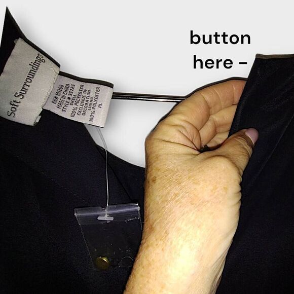 Soft Surroundings Womens Maxi Sz PL Black Dress Beaded Scoop Collar Elastic Wais - Picture 13 of 13